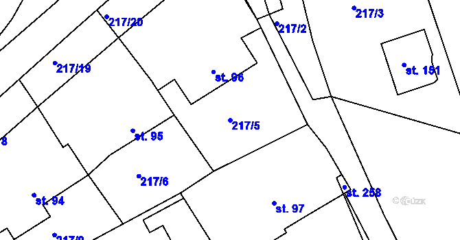 Parcela st. 217/5 v KÚ Libošovice, Katastrální mapa