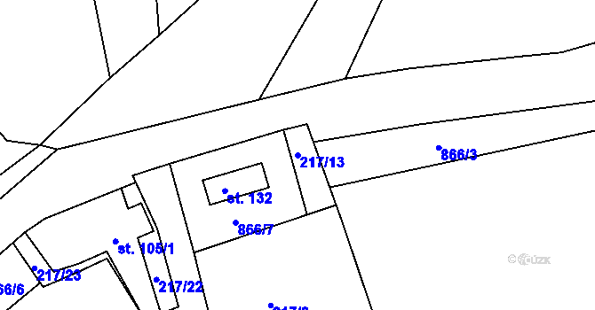 Parcela st. 217/13 v KÚ Libošovice, Katastrální mapa