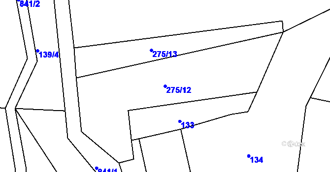 Parcela st. 275/12 v KÚ Libošovice, Katastrální mapa
