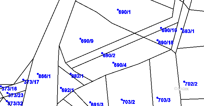 Parcela st. 690/2 v KÚ Libošovice, Katastrální mapa