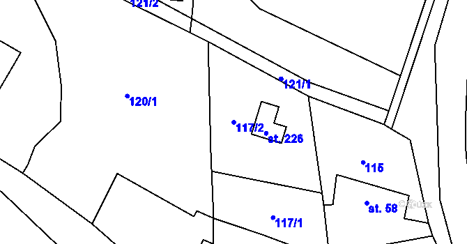 Parcela st. 117/2 v KÚ Libošovice, Katastrální mapa