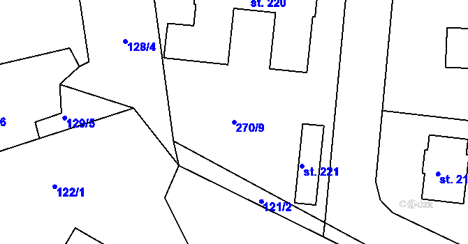 Parcela st. 270/9 v KÚ Libošovice, Katastrální mapa