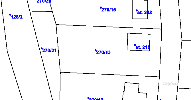 Parcela st. 270/13 v KÚ Libošovice, Katastrální mapa