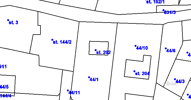 Parcela st. 202 v KÚ Libošovice, Katastrální mapa