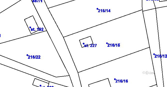 Parcela st. 227 v KÚ Libošovice, Katastrální mapa