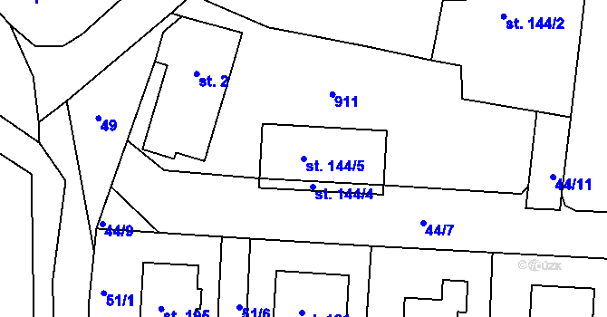 Parcela st. 144/5 v KÚ Libošovice, Katastrální mapa