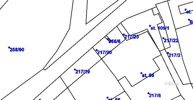 Parcela st. 217/20 v KÚ Libošovice, Katastrální mapa