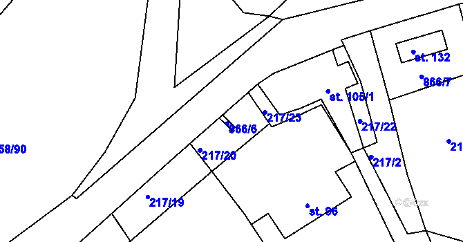 Parcela st. 217/21 v KÚ Libošovice, Katastrální mapa