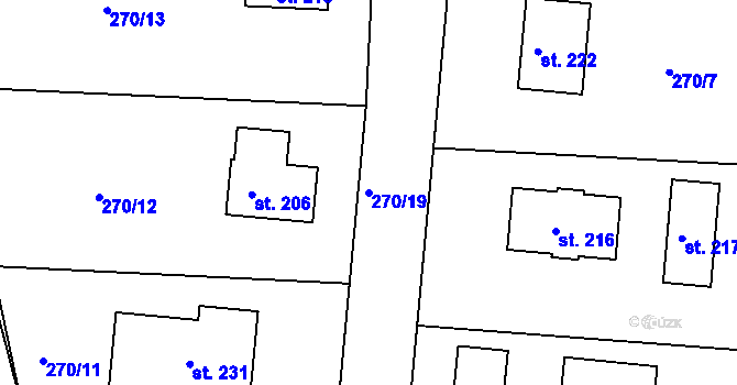 Parcela st. 270/19 v KÚ Libošovice, Katastrální mapa