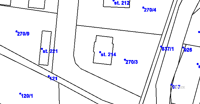 Parcela st. 214 v KÚ Libošovice, Katastrální mapa