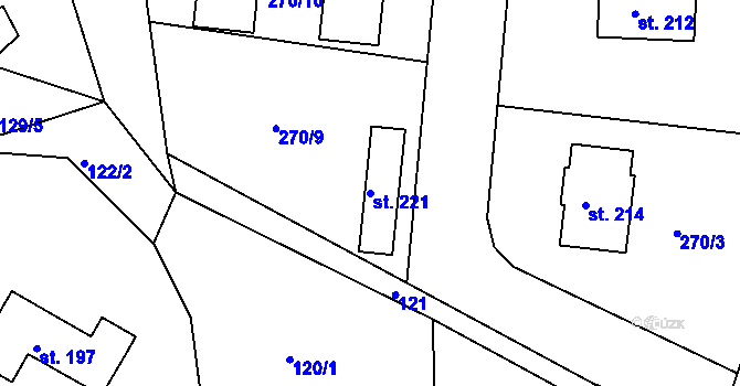 Parcela st. 221 v KÚ Libošovice, Katastrální mapa