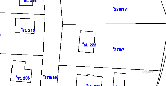 Parcela st. 222 v KÚ Libošovice, Katastrální mapa