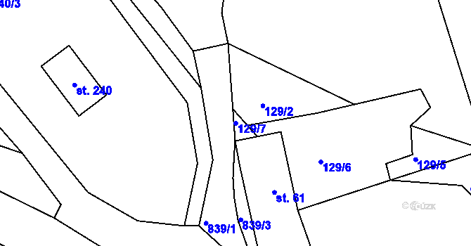 Parcela st. 129/7 v KÚ Libošovice, Katastrální mapa
