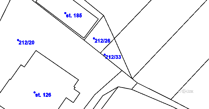 Parcela st. 212/33 v KÚ Libošovice, Katastrální mapa