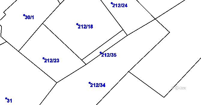 Parcela st. 212/35 v KÚ Libošovice, Katastrální mapa