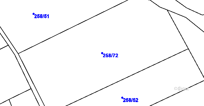 Parcela st. 258/72 v KÚ Libošovice, Katastrální mapa