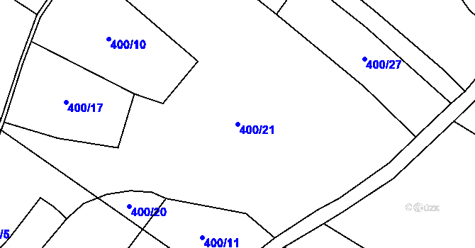 Parcela st. 400/21 v KÚ Libošovice, Katastrální mapa