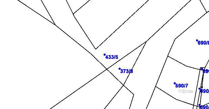 Parcela st. 433/5 v KÚ Libošovice, Katastrální mapa