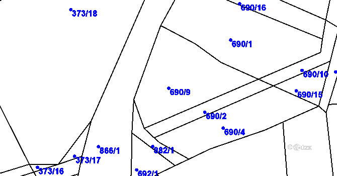 Parcela st. 690/9 v KÚ Libošovice, Katastrální mapa