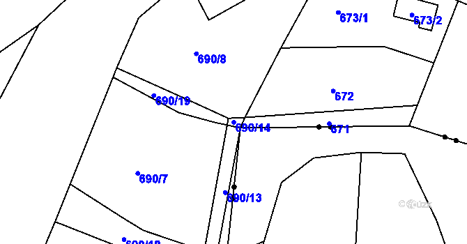 Parcela st. 690/14 v KÚ Libošovice, Katastrální mapa