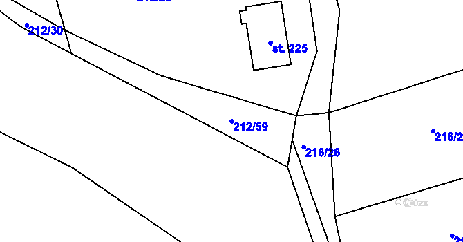 Parcela st. 212/59 v KÚ Libošovice, Katastrální mapa