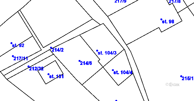 Parcela st. 104/3 v KÚ Libošovice, Katastrální mapa