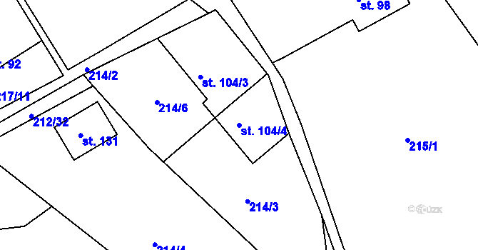 Parcela st. 104/4 v KÚ Libošovice, Katastrální mapa