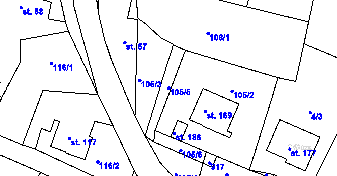 Parcela st. 105/5 v KÚ Libošovice, Katastrální mapa