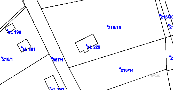 Parcela st. 229 v KÚ Libošovice, Katastrální mapa