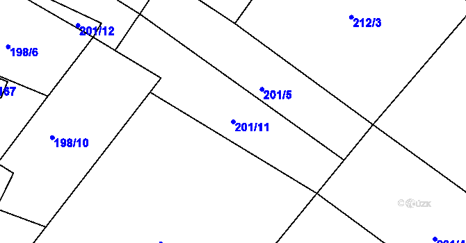 Parcela st. 201/11 v KÚ Libošovice, Katastrální mapa