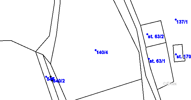 Parcela st. 140/4 v KÚ Libošovice, Katastrální mapa