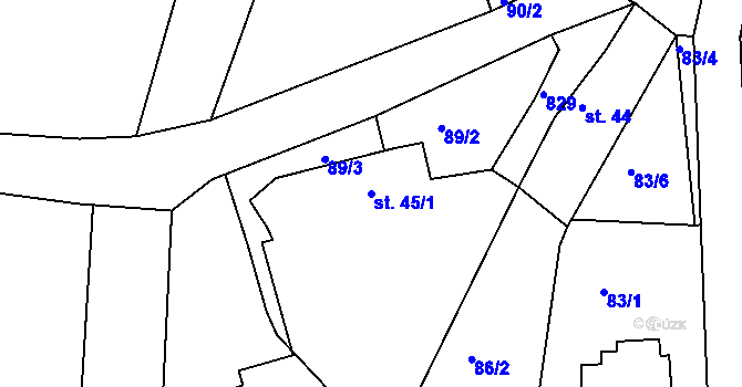 Parcela st. 45/1 v KÚ Libošovice, Katastrální mapa