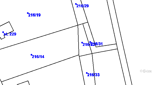 Parcela st. 216/32 v KÚ Libošovice, Katastrální mapa