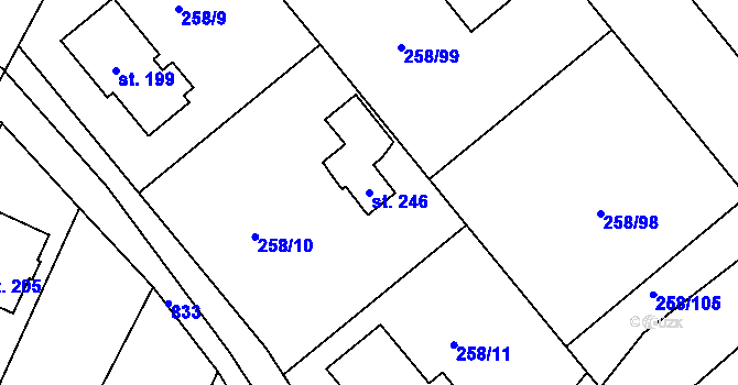 Parcela st. 246 v KÚ Libošovice, Katastrální mapa