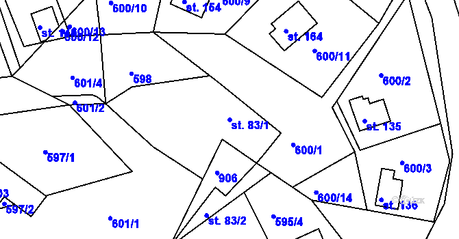 Parcela st. 83/1 v KÚ Malechovice, Katastrální mapa