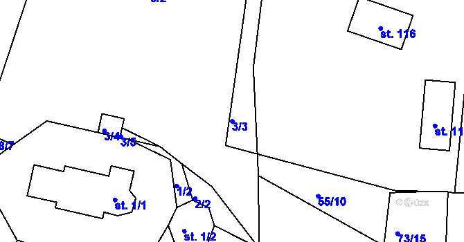 Parcela st. 3/3 v KÚ Nepřívěc, Katastrální mapa