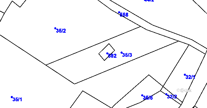 Parcela st. 1/2 v KÚ Rytířova Lhota, Katastrální mapa