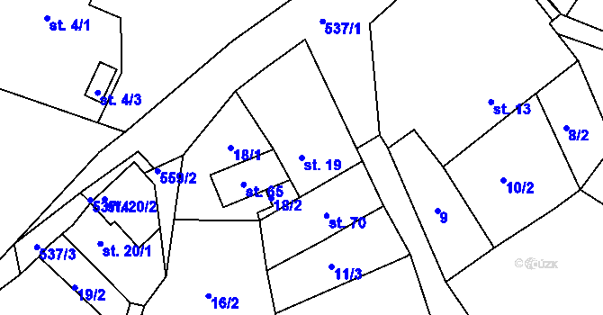 Parcela st. 19 v KÚ Rytířova Lhota, Katastrální mapa