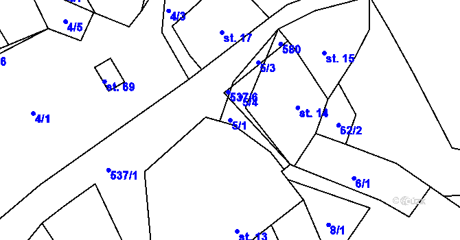 Parcela st. 5/1 v KÚ Rytířova Lhota, Katastrální mapa