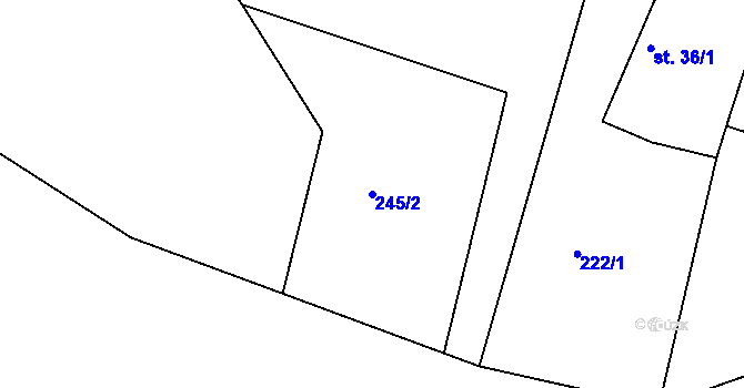Parcela st. 245/2 v KÚ Rytířova Lhota, Katastrální mapa