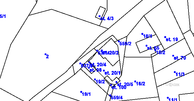 Parcela st. 537/4 v KÚ Rytířova Lhota, Katastrální mapa