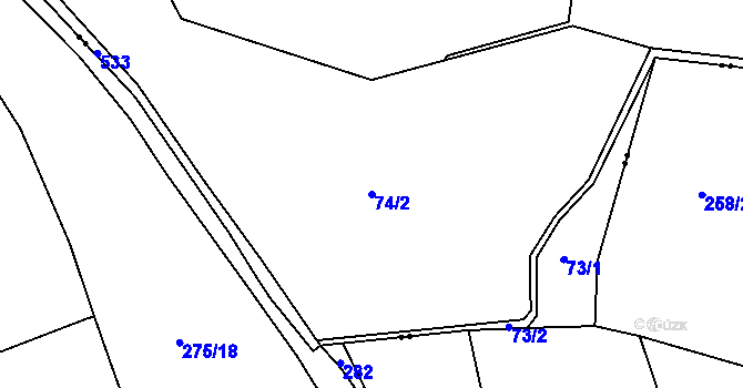 Parcela st. 74/2 v KÚ Rytířova Lhota, Katastrální mapa