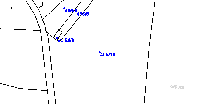 Parcela st. 455/14 v KÚ Rytířova Lhota, Katastrální mapa