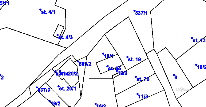 Parcela st. 18/1 v KÚ Rytířova Lhota, Katastrální mapa