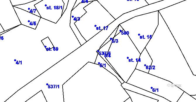 Parcela st. 537/6 v KÚ Rytířova Lhota, Katastrální mapa