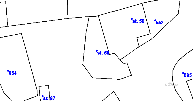 Parcela st. 56 v KÚ Vesec u Sobotky, Katastrální mapa