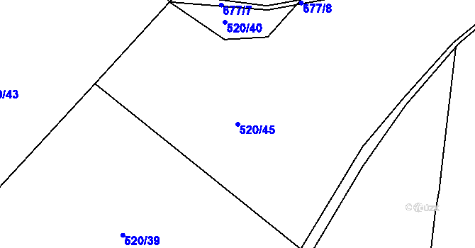 Parcela st. 520/45 v KÚ Vesec u Sobotky, Katastrální mapa