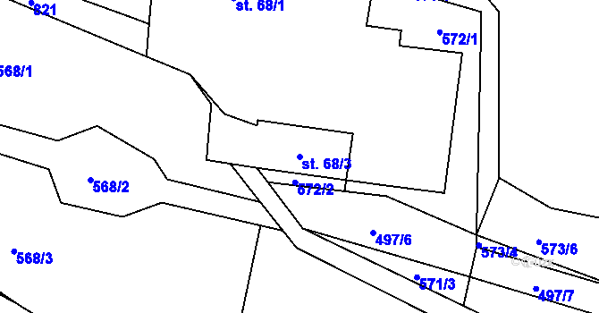 Parcela st. 68/3 v KÚ Vesec u Sobotky, Katastrální mapa