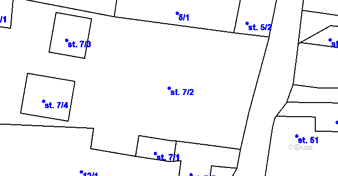 Parcela st. 7/2 v KÚ Libotenice, Katastrální mapa