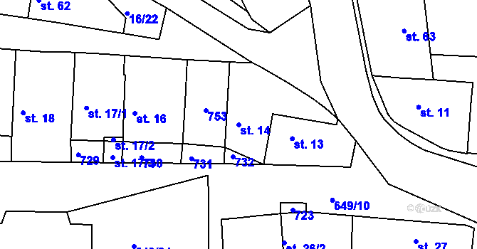 Parcela st. 14 v KÚ Libotenice, Katastrální mapa